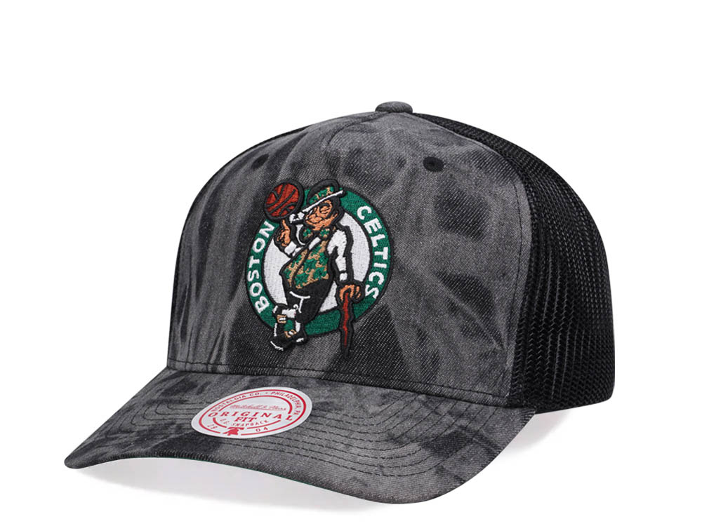 Mitchell & Ness Boston Celtics Burnt Ends Black Trucker Snapback Hat