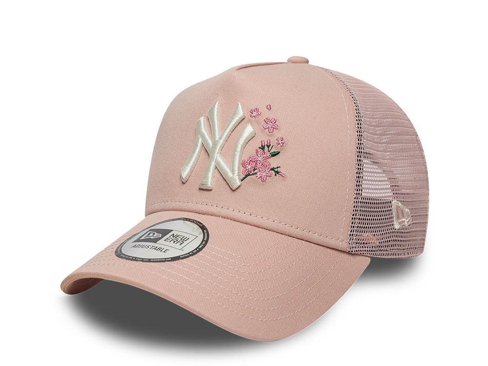 New Era New York Yankees Floral Pink 9Forty Womens A Frame Trucker Snapback Hat
