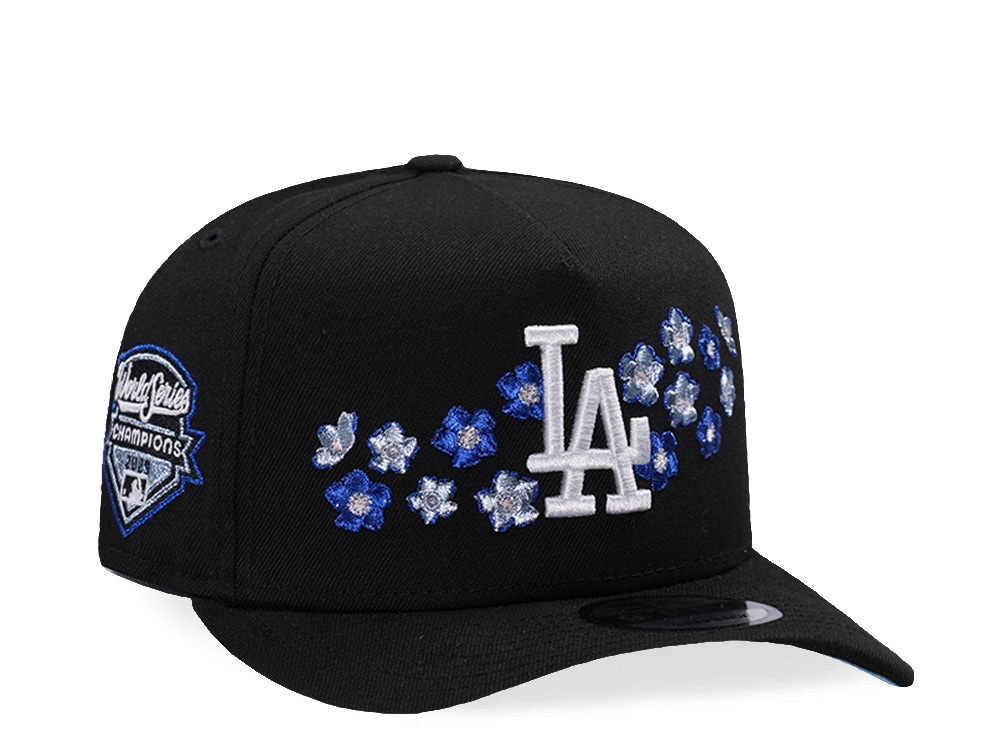 New Era Los Angeles Dodgers World Series Champions 25 Flower Black Prime Edition 9Fifty A Frame Snapback Hat