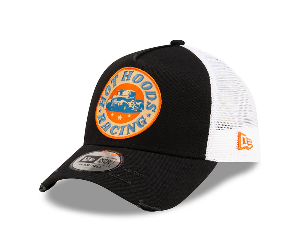New Era Hot Hoods Racing Black Trucker A Frame Snapback Hat