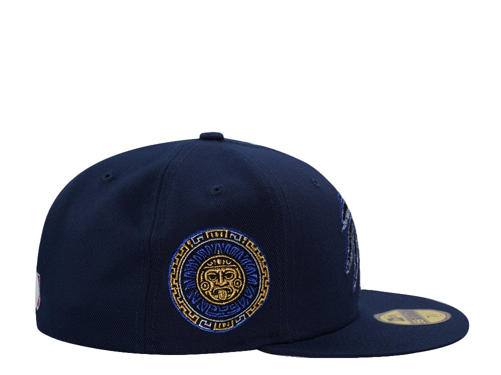 New Era Mexico Aztec Skull Ocean Blue Prime Edition 59Fifty Fitted Hat