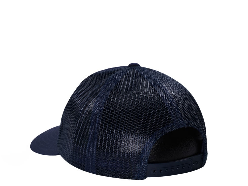 John Deere Moline Vintage Print Navy Trucker Snapback Hat