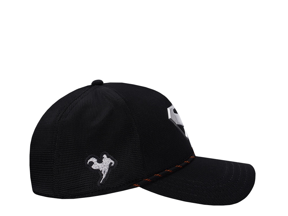 Capslab Superman Silver Logo Black Trucker Snapback Hat