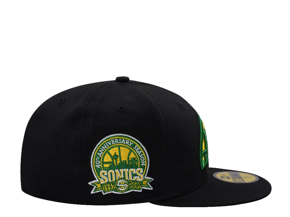 New Era Seattle Supersonics 40th Anniversary Wool Black Throwback Edition 59Fifty Fitted Hat