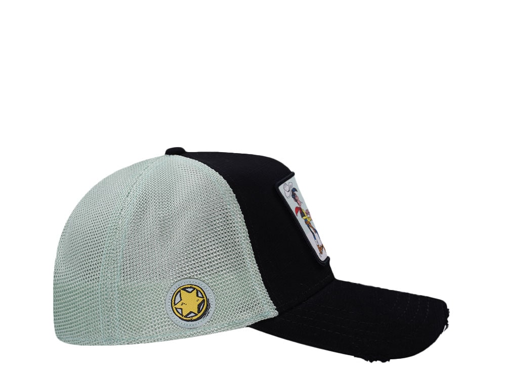 Capslab Lucky Luke Shadow Distressed Black Trucker Snapback Hat