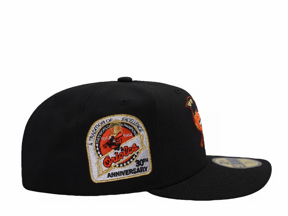 New Era Baltimore Orioles 30th Anniversary Black Prime Edition 59Fifty Pre Curved Fitted Hat