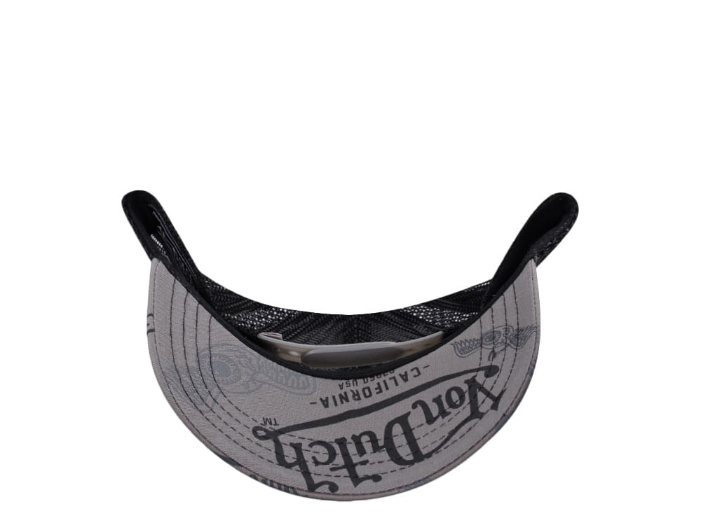 Von Dutch Oval Patch Gray Script Edition Trucker Snapback Hat