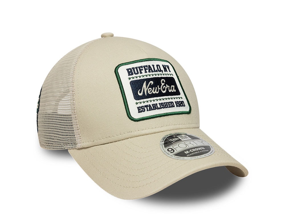 New Era Multi Patch Beige 9Forty M Crown A Frame Snapback Hat