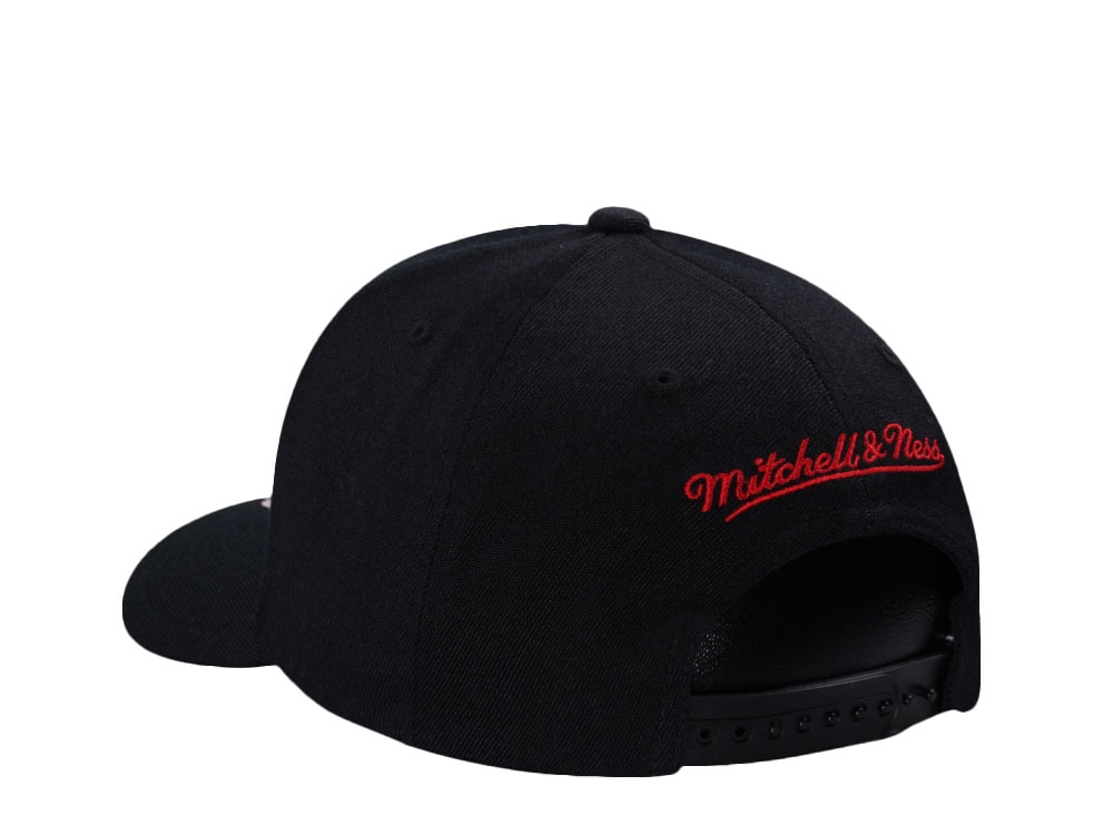 Mitchell & Ness Olive Pinscript Classic Red Stretch Snapback Hat