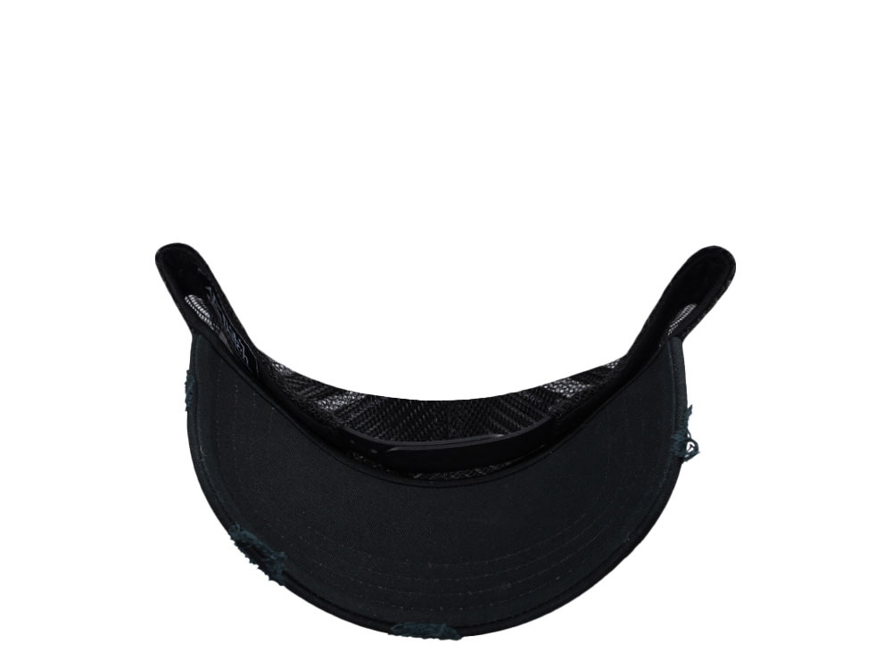 Von Dutch Square Patch Distressed Black Trucker Snapback Hat