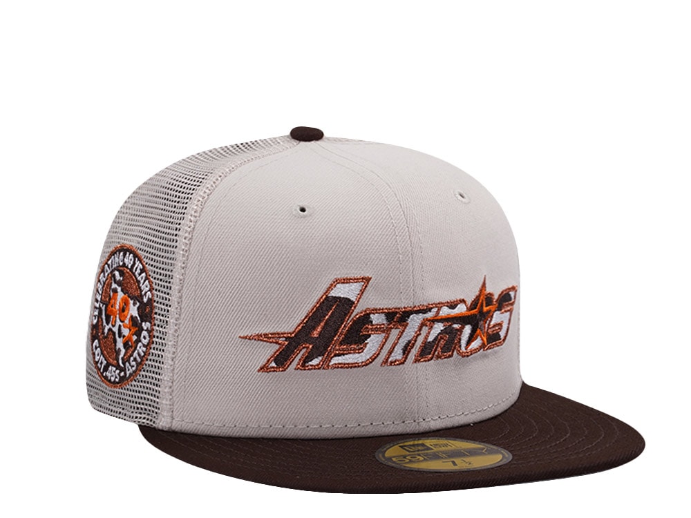 New Era Houston Astros 40th Anniversary Stone Two Tone Edition 59Fifty Trucker Fitted Hat