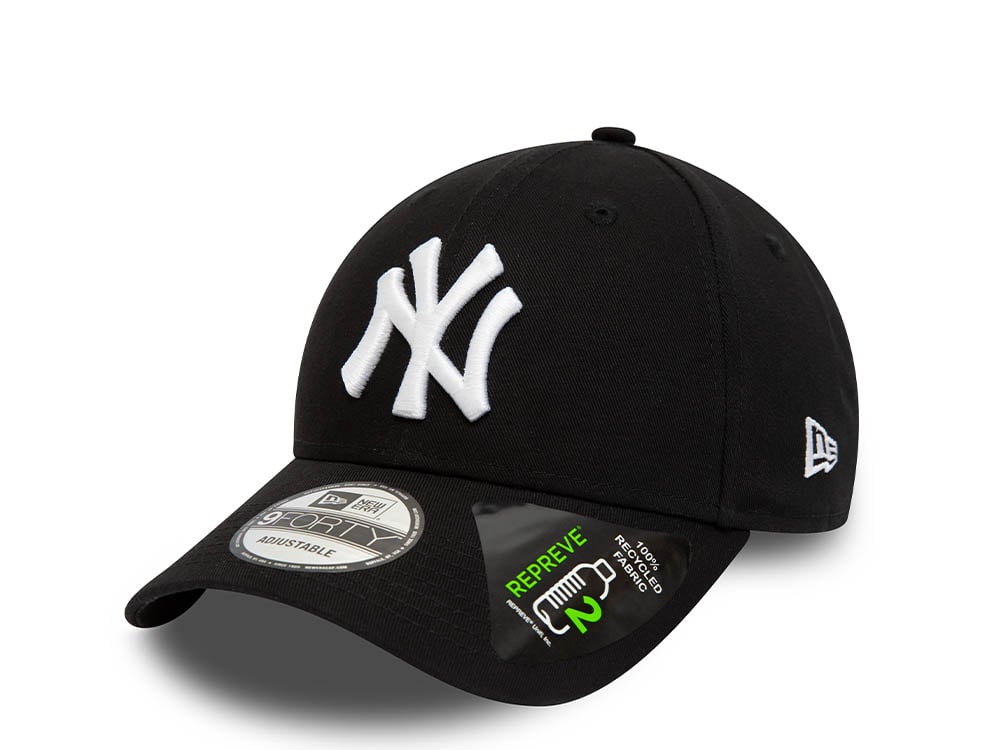 New Era New York Yankees Repreve League Essential Black White 9Forty Strapback Hat