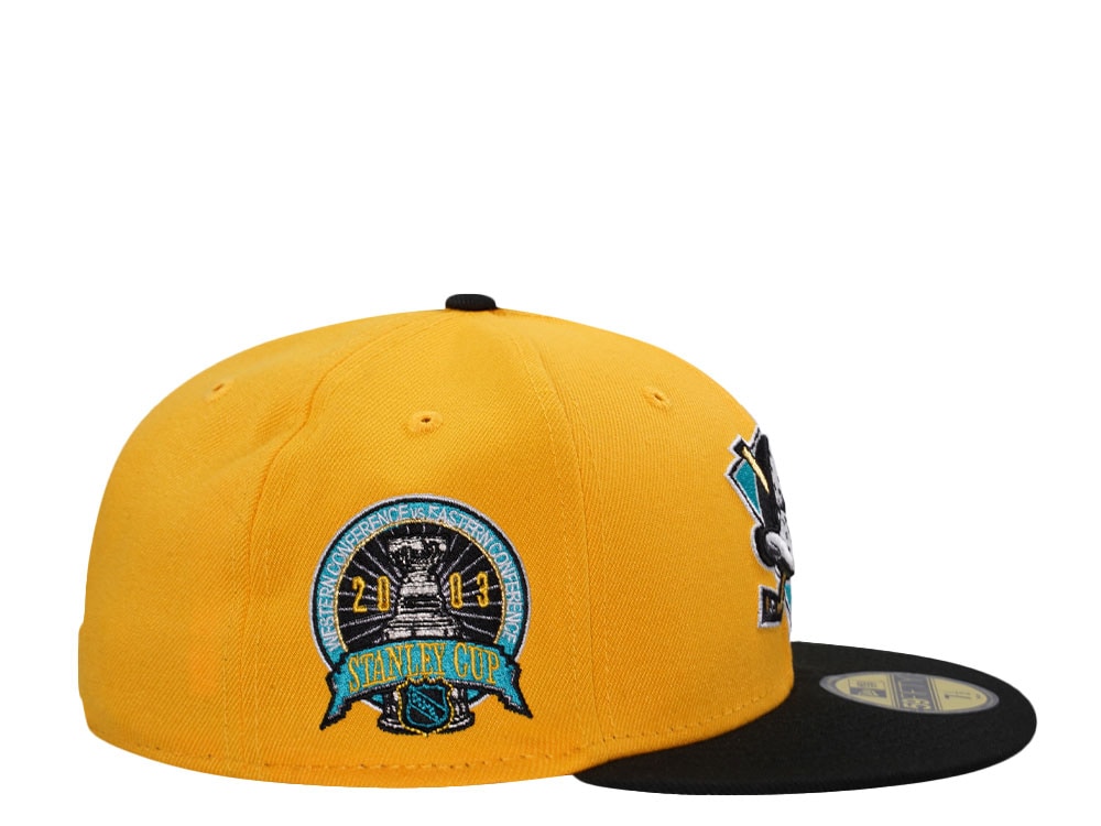 New Era Anaheim Ducks Stanley Cup 2003 Finals Gold Black Two Tone Edition 59Fifty Fitted Hat