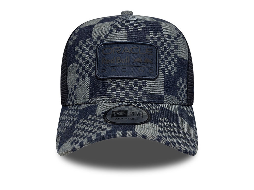 New Era Red Bull Racing Patterned Denim 9Forty A Frame Trucker Snapback Hat