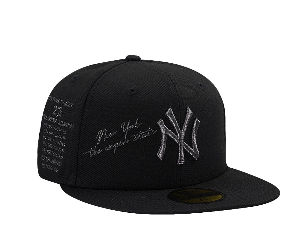 New Era New York Yankees 27x World Champions Metallic Pewter Black Prime Edition 59Fifty Fitted Hat