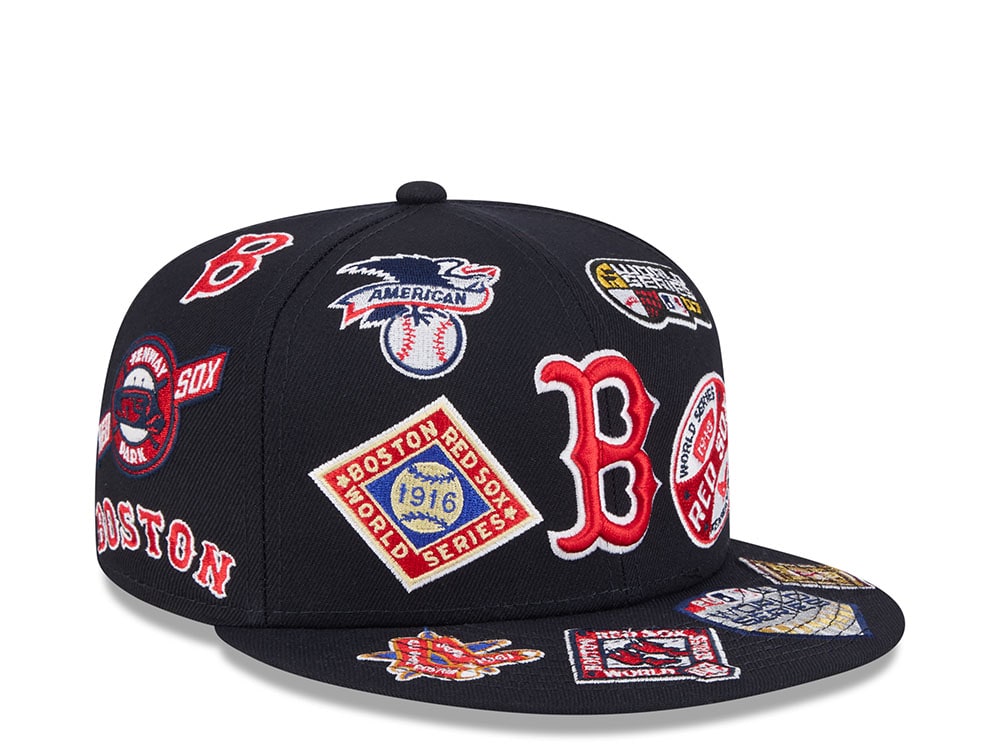 New Era Boston Red Sox All Over Navy Red 59Fifty Fitted Hat
