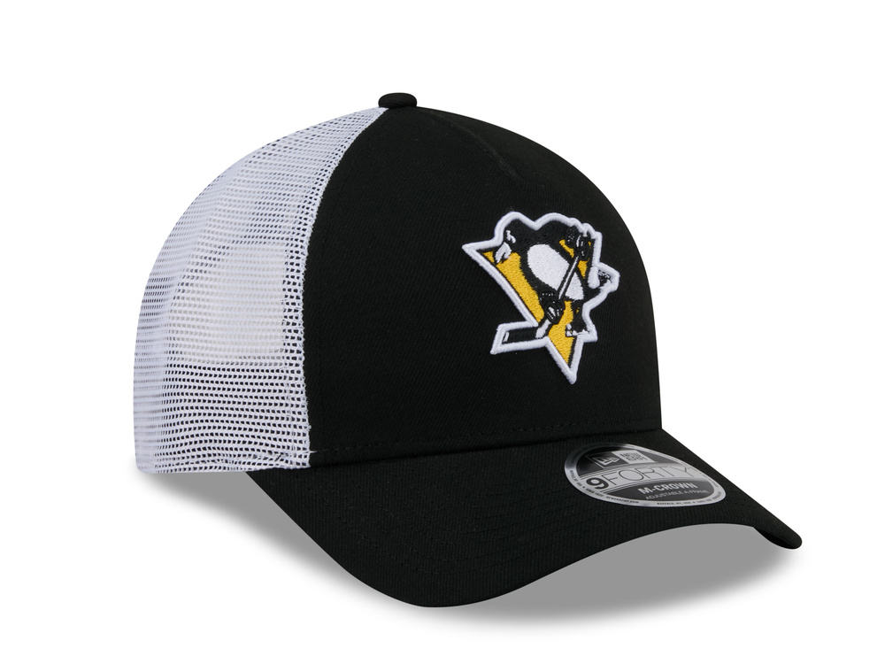 New Era Pittsburgh Penguins Official Team Color Edition 9Forty M Crown A Frame Trucker Snapback Hat