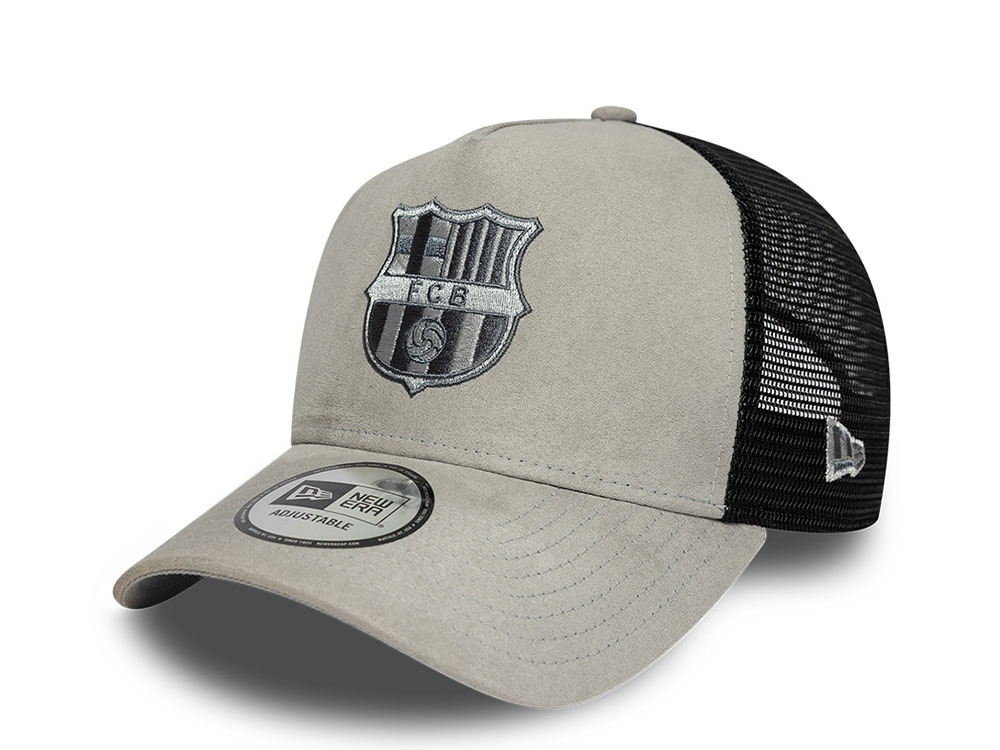 New Era Barcelona Fc Faux Suede Gray Edition 9Forty A Frame Trucker Snapback Hat