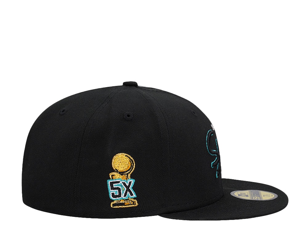 New Era San Antonio Spurs Black Script Champions Edition 59Fifty Fitted Hat