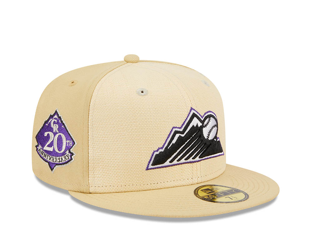 New Era Colorado Rockies 20th Anniversary Raffia Front Vegas Gold