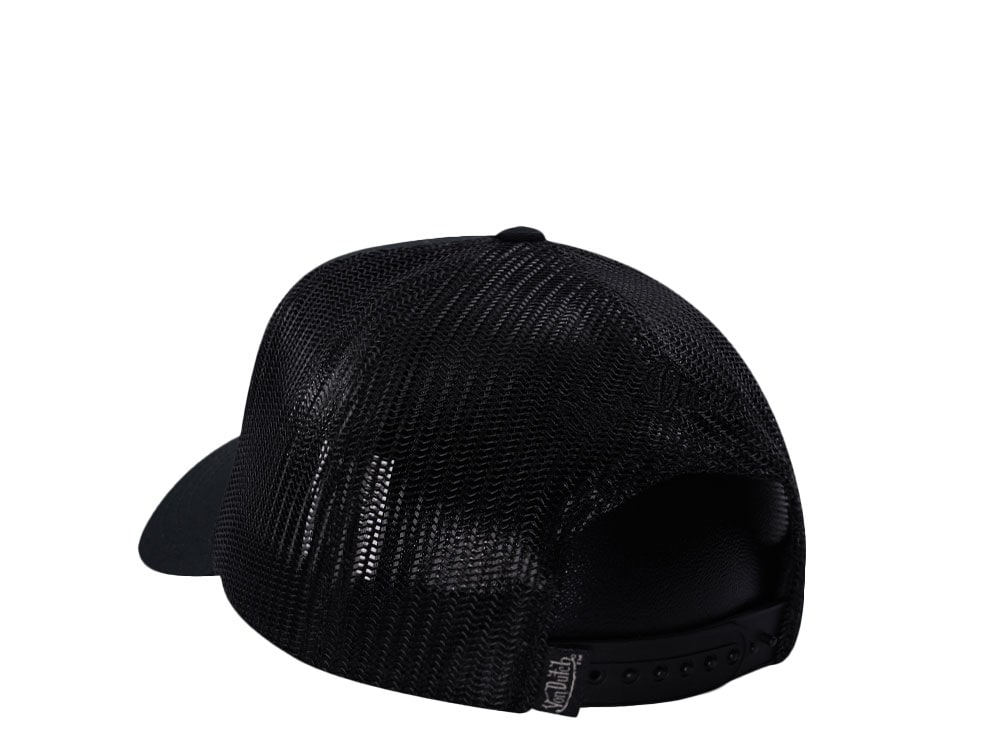 Von Dutch Script Black Trucker Snapback Hat