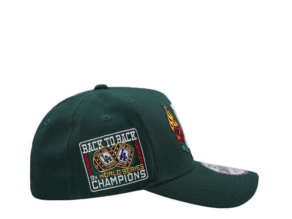 New Era Los Angeles Dodgers Back to Back Champions Flame Rose Dark Green Prime Edition 9Forty A Frame Snapback Hat
