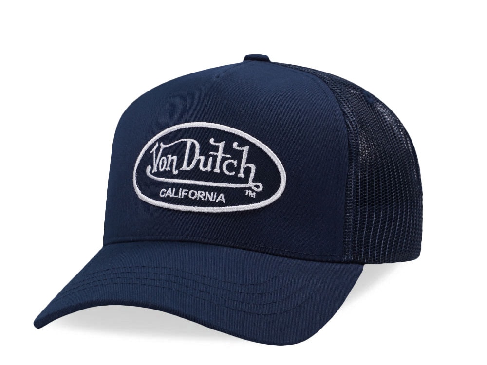 Von Dutch Oval Patch Navy Trucker Strapback Hat