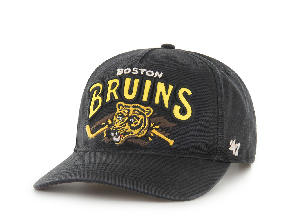 47Brand Boston Bruins Vintage Black Charlton Edition Hitch Snapback Hat