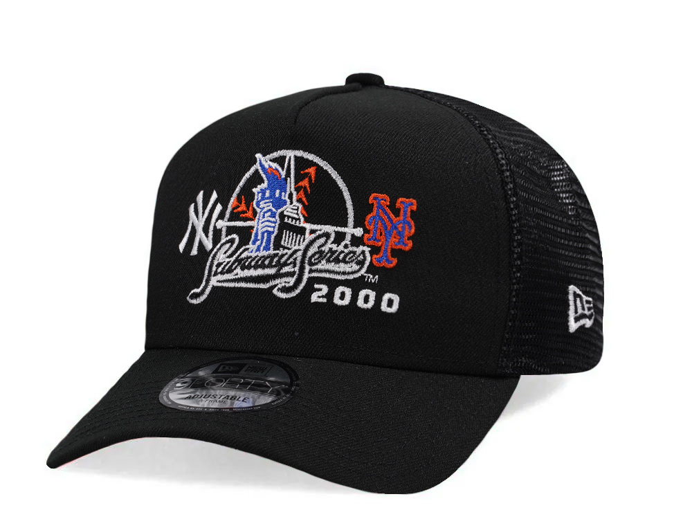 New Era New York Yankees Subway Series Black Prime Edition 9Forty A Frame Trucker Snapback Hat