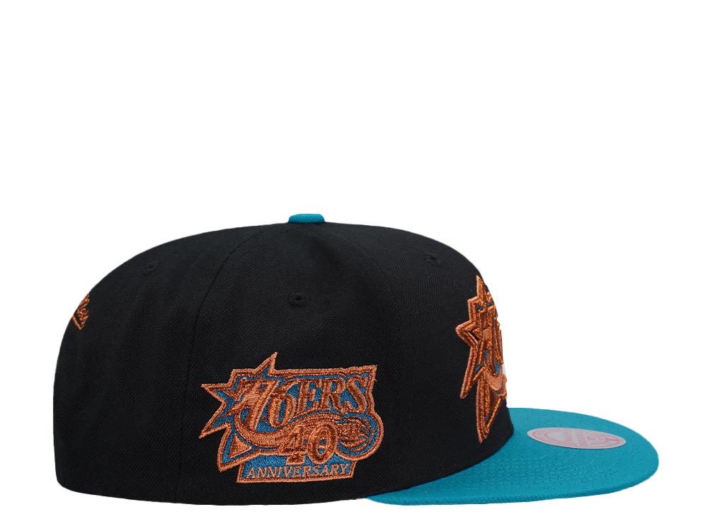 Mitchell & Ness Philadelphia 76ers 40th Anniversary Make Cents Black Two Tone Hardwood Classic Snapback Hat