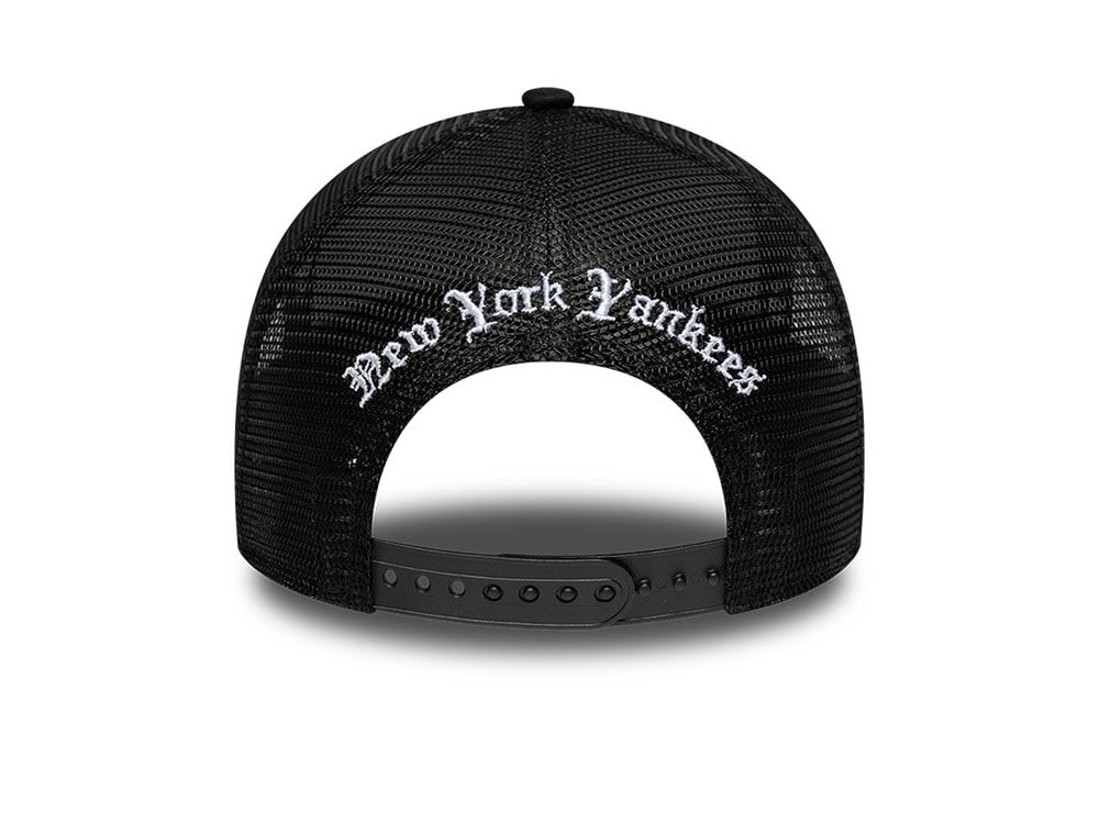 New Era New York Yankees Wordmark Black Prime Edition 9Forty A Frame Trucker Snapback Hat