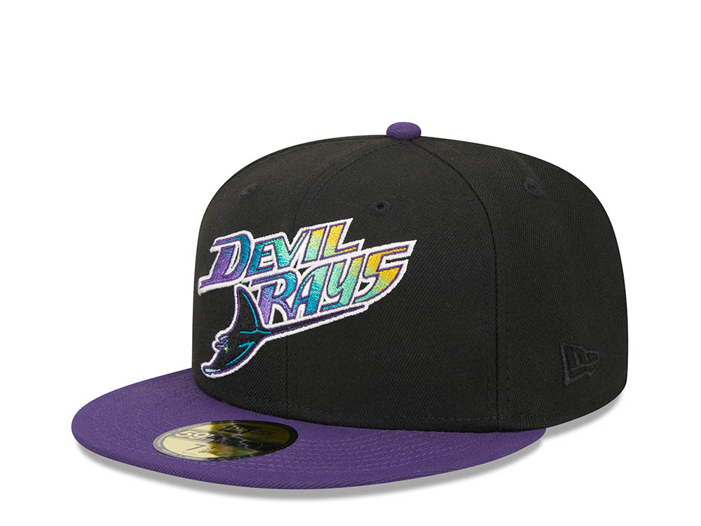 New Era Tampa Bay Rays Black Retro Script Throwback Edition 59Fifty Fitted Hat