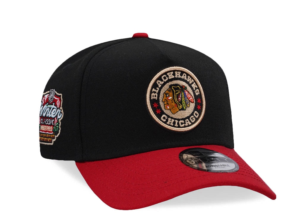 New Era Chicago Blackhawks Winter Classic Wrigley Field Black Two Tone Edition 9Forty A Frame Snapback Hat