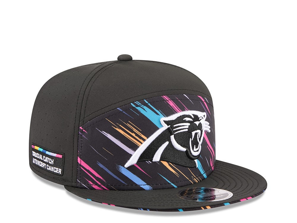 New Era Carolina Panthers Crucial Catch 2026 Black Edition 9Fifty Split Panel Snapback Hat