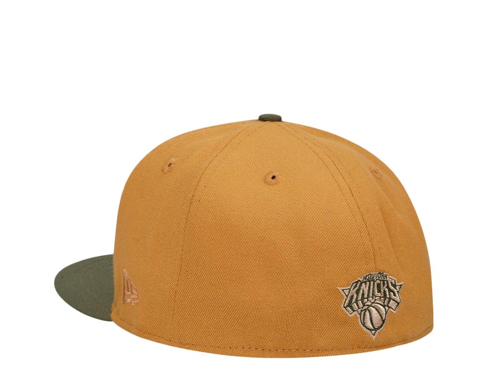 New Era New York Knicks Panama Tan Olive Two Tone Classic Edition 59Fifty Fitted Hat