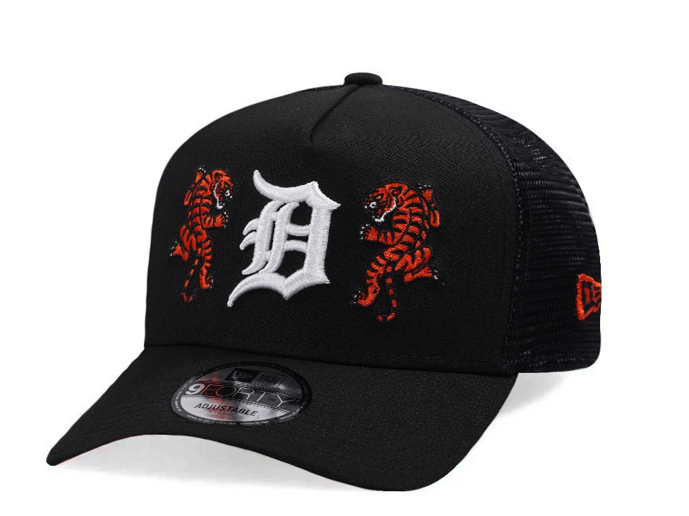 New Era Detroit Tigers Black Classic Edition 9Forty A Frame Trucker Snapback Hat