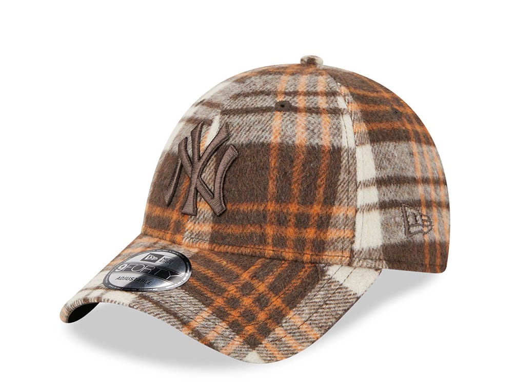 New Era New York Yankees Checkered Brown 9Forty Strapback Hat