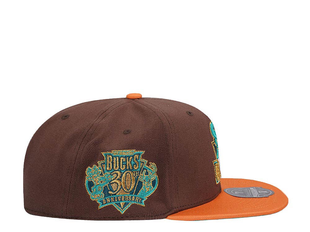 Mitchell & Ness Milwaukee Bucks 30th Anniversary Copper Top Hardwood Classic Dynasty Fitted Hat