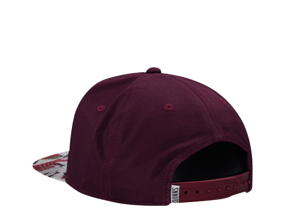 Djinns Rubber Aztec Wine 6 Panel Snapback Hat
