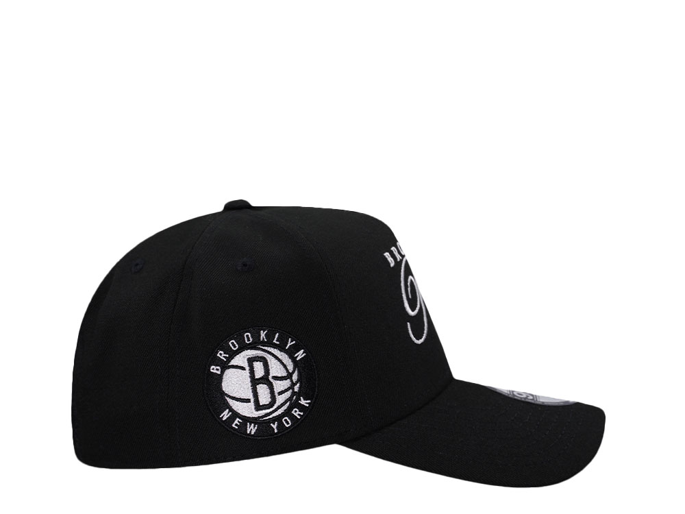 New Era Brooklyn Nets Classic Script Black Prime Edition 9Forty A Frame Snapback Hat
