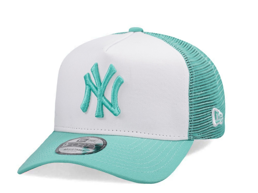 New Era New York Yankees Mint White Two Tone Edition 9Forty A Frame Trucker Snapback Hat