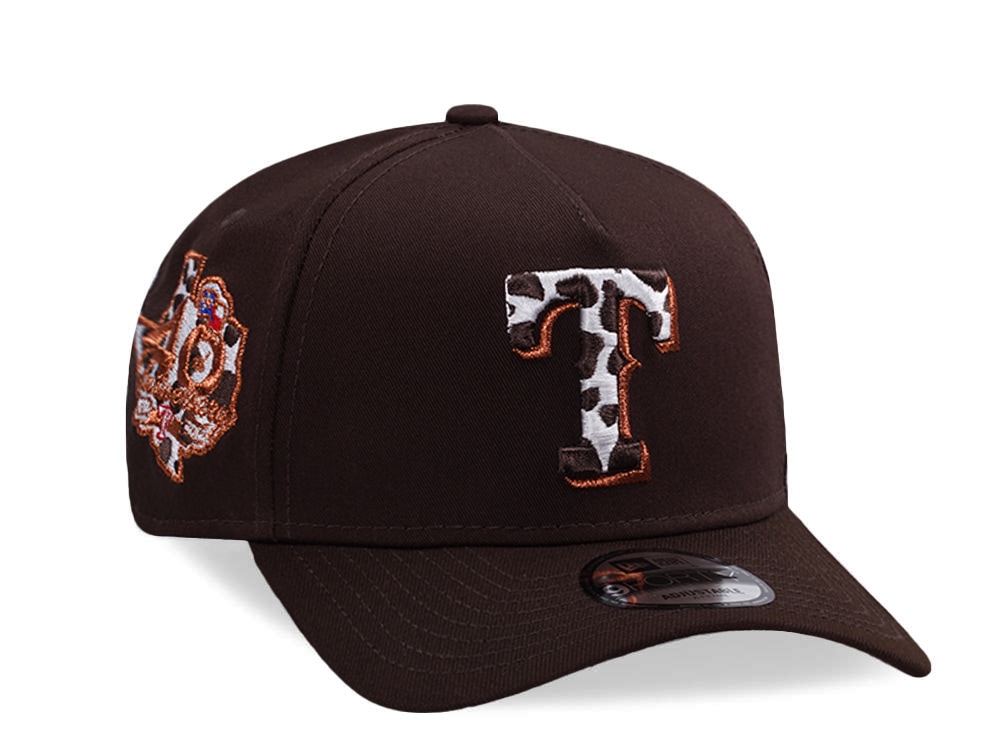 New Era Texas Rangers 40th Anniversary Burnt Wood Prime Edition 9Forty A Frame Snapback Hat