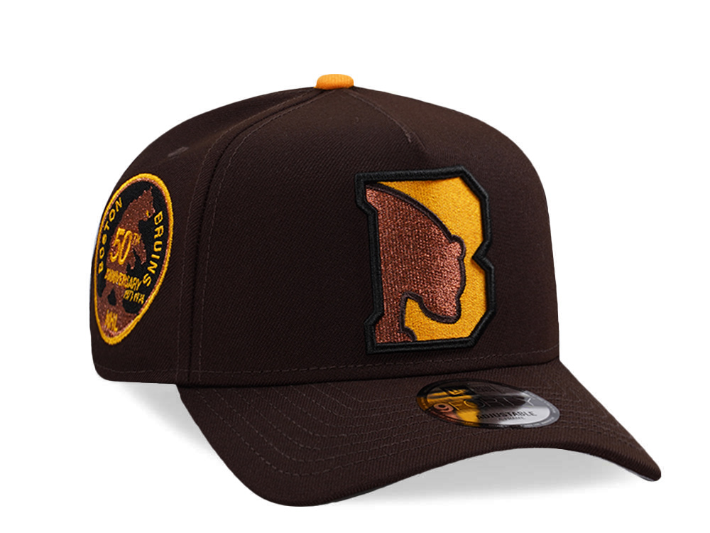 New Era Boston Bruins 50th Anniversary Burnt Wood Prime Edition 9Forty A Frame Snapback Hat