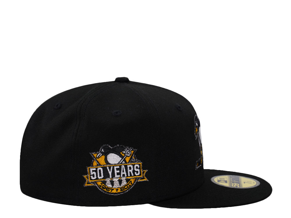 New Era Pittsburgh Penguins 50th Anniversary Black Prime Edition 59Fifty Fitted Hat