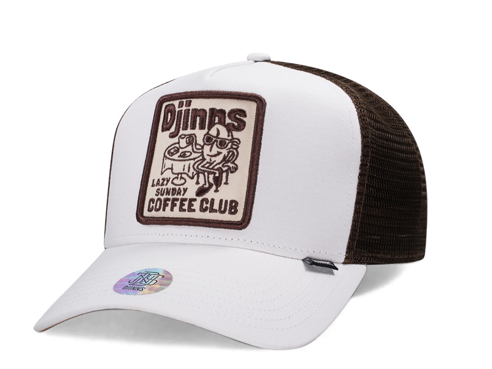 Djinns Lazy Sunday Coffee Club White Trucker Snapback Hat