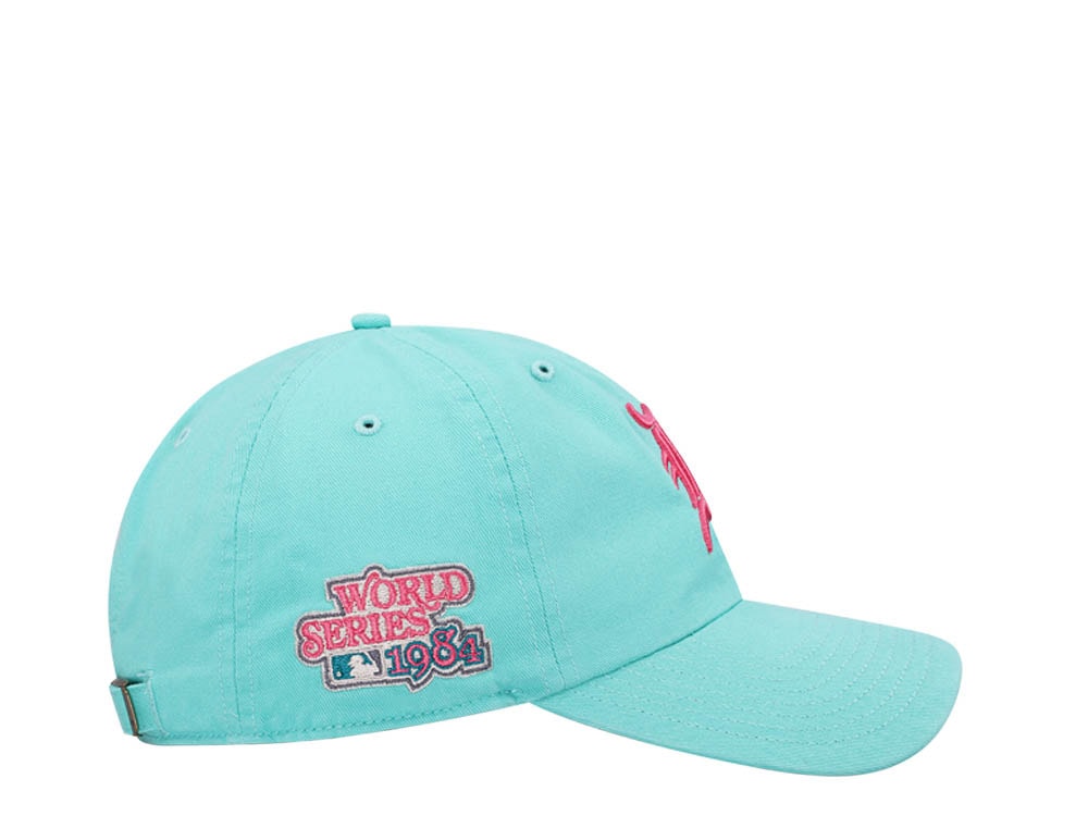 47Brand Detroit Tigers World Series 1984 Tiffany Blue Double Under Clean Up Strapback Hat