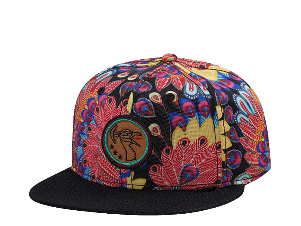Djinns 6 Panel Peacock Linen Multicolor Snapback Hat