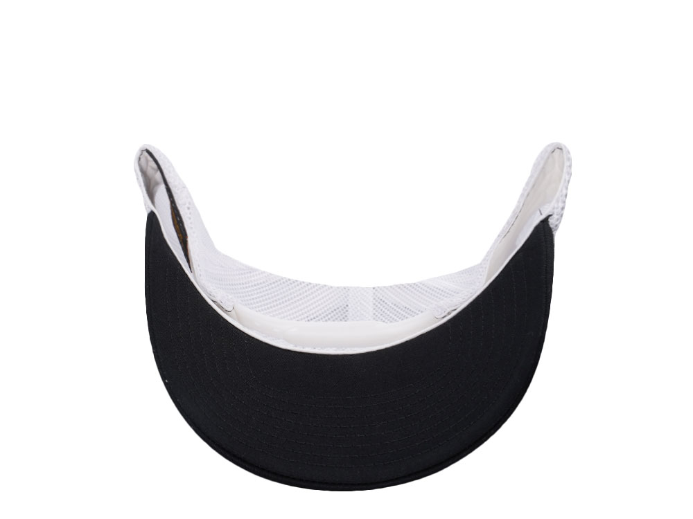 Yupoong Basic Black White Retro Trucker Snapback Hat