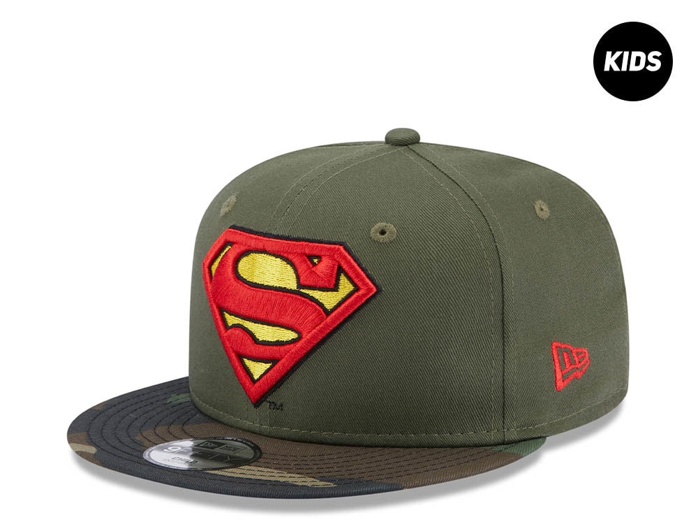 New Era Superman Olive Camo Kids 9Fifty Snapback Hat