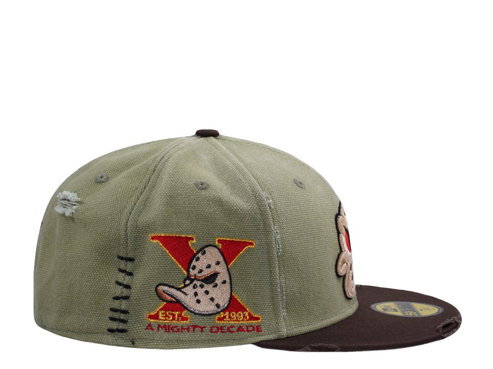 New Era Anaheim Ducks 10th Anniversary Washed Canvas Rifle Green Two Tone Horror Edition 59Fifty Fitted Hat